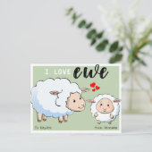 Cartes Pour Fêtes Annuelles Cute 'I Love Ewe' Kids (Debout devant)