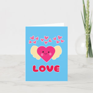 Cartes Pour Fêtes Annuelles Cute Kawaii Amour Coeur Angel Heureuse Sainte-Vale