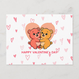 Cartes Pour Fêtes Annuelles Cute Kawaii Teddy Bear Couple Valentine's Day