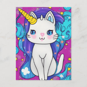 Cartes Pour Fêtes Annuelles Cute Kawaii Unicorn Chat
