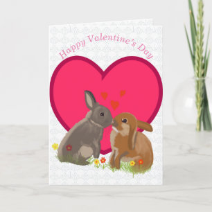 Cartes Pour Fêtes Annuelles Cute Kissing Bunnies Valentines