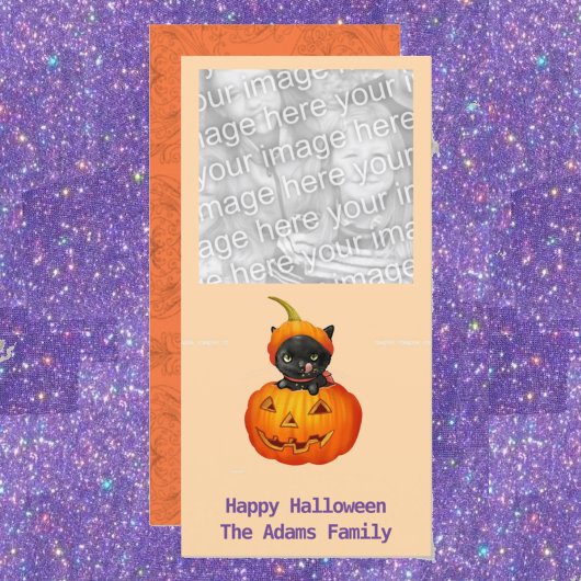 Cartes Pour Fêtes Annuelles Cute Kitten en Citrouille