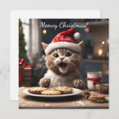 Cartes Pour Fêtes Annuelles Cute Kitten Funny Père Noël Chat Noël (Devant / Derrière)