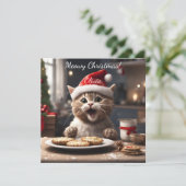 Cartes Pour Fêtes Annuelles Cute Kitten Funny Père Noël Chat Noël (Debout devant)