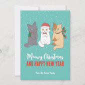 Cartes Pour Fêtes Annuelles Cute Kittens Chat Vacances d'hiver Meowy Noël (Devant)