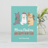 Cartes Pour Fêtes Annuelles Cute Kittens Chat Vacances d'hiver Meowy Noël (Debout devant)