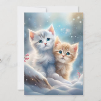 Cartes Pour Fêtes Annuelles Cute Kittens hiver Wonderland