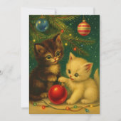 Cartes Pour Fêtes Annuelles Cute Kittens Under Christmas Tree Retro (Devant)