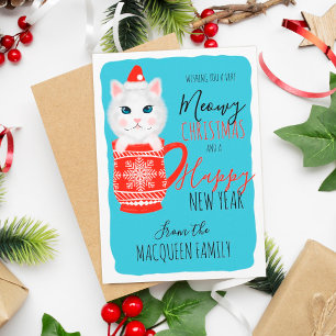 Cartes Pour Fêtes Annuelles Cute Kitty Chat Mug Meowy Noël Bonne année