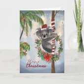 Cartes Pour Fêtes Annuelles Cute Koala Australian Christmas Card | Palm tree (Devant)