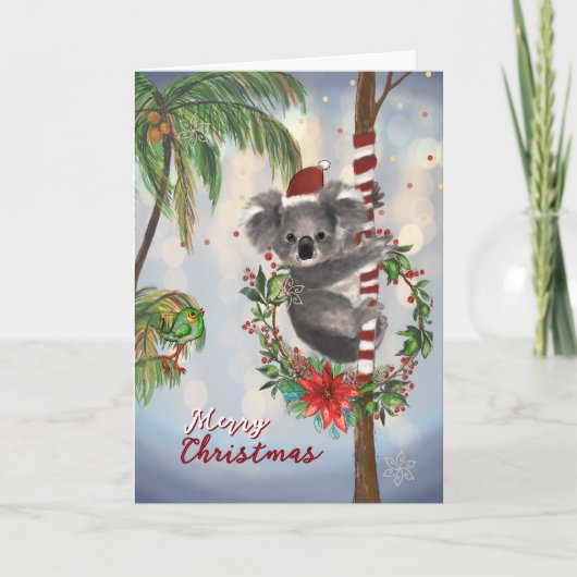 Cartes Pour Fêtes Annuelles Cute Koala Australian Christmas Card | Palm tree (Devant)