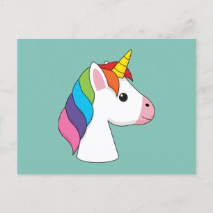 Cartes Pour Fêtes Annuelles Cute licorne magique avec cheveux colorés