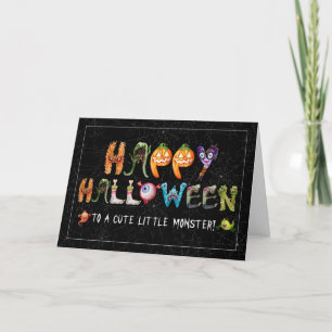 Cartes Pour Fêtes Annuelles Cute Little Monster Funny Halloween Typographie