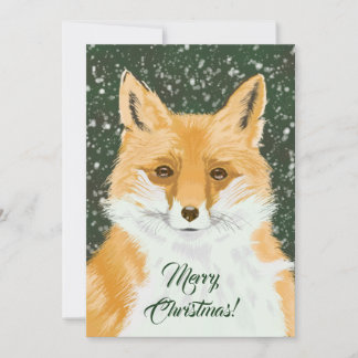 Cartes Pour Fêtes Annuelles Cute Little Red Fox - in snow Christmas generic. 