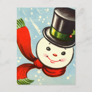 Cartes Pour Fêtes Annuelles Cute Little Retro Snowman