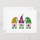 Cartes Pour Fêtes Annuelles Cute Mardi Gras Gnome (Devant / Derrière)