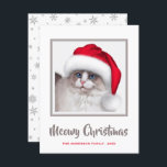 Cartes Pour Fêtes Annuelles Cute Meowy Noël Chat et chapeau de Noël<br><div class="desc">Cute Meowy Christmas Fluffy chat portant un chapeau de Père Noël carte de vacances personnalisée. Personnalisez-le facilement en ajoutant votre nom et vos détails. Parfait pour envoyer à n'importe quel amoureux des chats ou à la famille et amis pour les vacances.</div>
