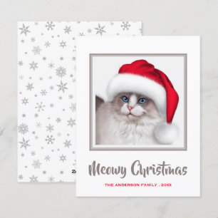 Cartes Pour Fêtes Annuelles Cute Meowy Noël Chat et chapeau de Noël