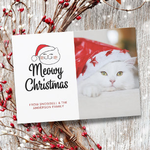 Cartes Pour Fêtes Annuelles Cute Meowy Noël Photo Pet Cat