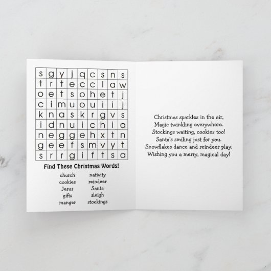 Cartes Pour Fêtes Annuelles Cute Merry Christmas Child's | Word Search Inside (Intérieur)