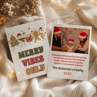 Cartes Pour Fêtes Annuelles Cute Merry Vibes Only Atmosphère Fantaisiste de No