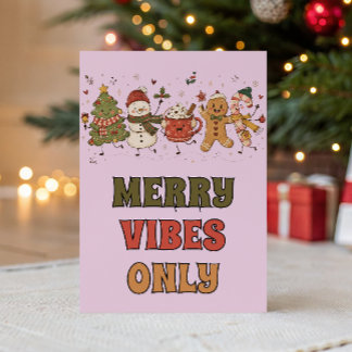 Cartes Pour Fêtes Annuelles Cute Merry Vibes Only Atmosphère Fantaisiste de No