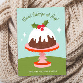 Cartes Pour Fêtes Annuelles Cute Mi-siècle Rétro Plum Pudding Gâteau Noël