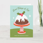 Cartes Pour Fêtes Annuelles Cute Mi-siècle Rétro Plum Pudding Gâteau Noël (Devant)