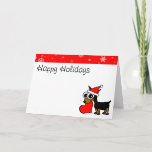 Cartes Pour Fêtes Annuelles Cute Miniature Pinscher Santa Hat Joyeux Vacances