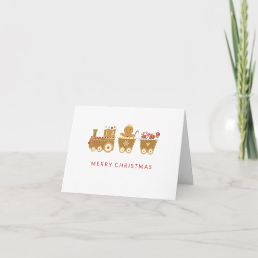 Cartes Pour Fêtes Annuelles Cute Minimal Gingerbread Train Noël (Devant)