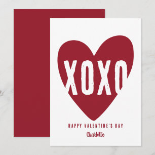 Cartes Pour Fêtes Annuelles Cute Moderne XOXO Coeur personnalisé Valentin