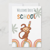 Cartes Pour Fêtes Annuelles Cute Monkey Retour à l'école (Devant)