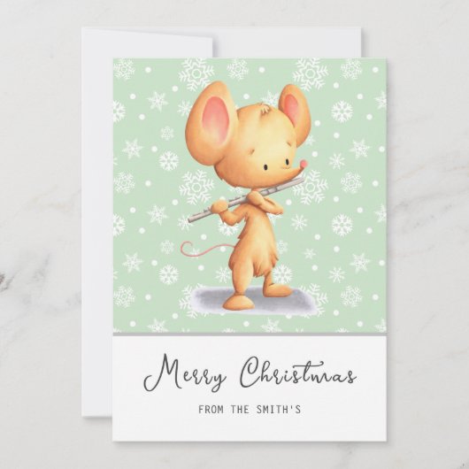 Cartes Pour Fêtes Annuelles Cute Mouse Musician Message Merry Christmas (Devant)