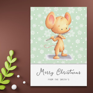 Cartes Pour Fêtes Annuelles Cute Mouse Musicien Joyeux Noël