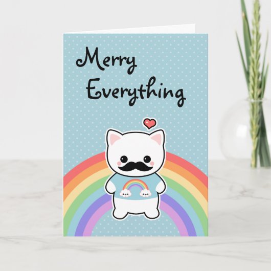 Cartes Pour Fêtes Annuelles Cute Mustache Cat Holiday (Devant)