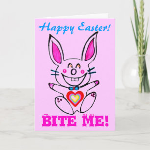 Cartes Pour Fêtes Annuelles ♫ ♥ Çütê Naughty Bunny Happy Card de Pâques ๑ ♥