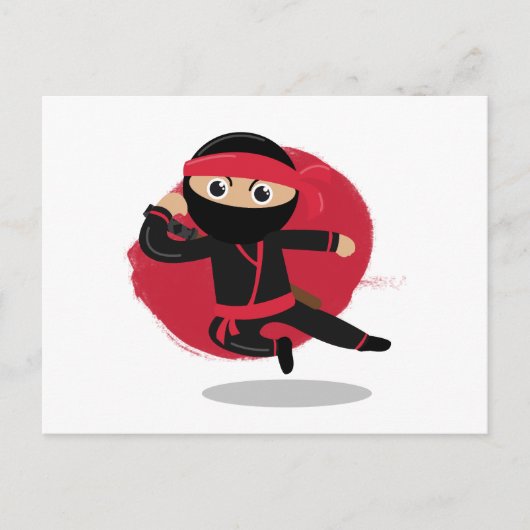 Cartes Pour Fêtes Annuelles Cute Ninja Warrior Black & Red Kids (Devant)