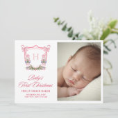Cartes Pour Fêtes Annuelles Cute Nutcracker Christmas Monogram Crest Baby (Debout devant)