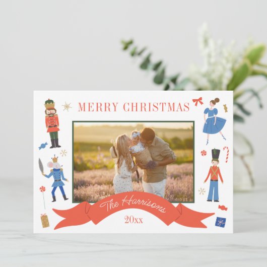Cartes Pour Fêtes Annuelles Cute Nutcracker Photo Noël (Debout devant)