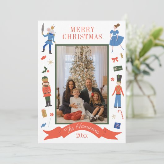 Cartes Pour Fêtes Annuelles Cute Nutcracker photo verticale Noël (Debout devant)