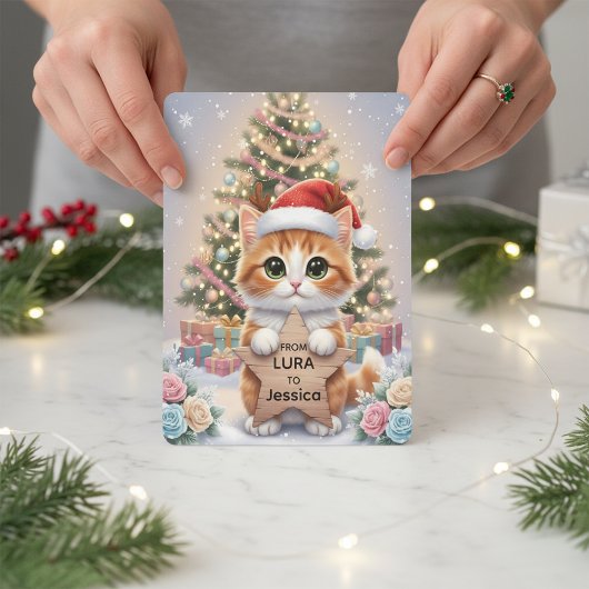Cartes Pour Fêtes Annuelles Cute Orange Tabby Kitten Personalized Christmas