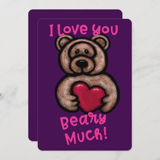 Cartes Pour Fêtes Annuelles Cute Ours En Teddy Fuzzy (Devant / Derrière)