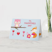 Cartes Pour Fêtes Annuelles Cute Owl et Fox Valentine (Devant)