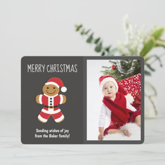 Cartes Pour Fêtes Annuelles Cute pain d'épices Père Noël Photo Noël (Debout devant)