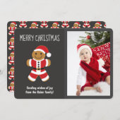 Cartes Pour Fêtes Annuelles Cute pain d'épices Père Noël Photo Noël (Devant / Derrière)