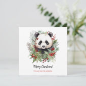 Cartes Pour Fêtes Annuelles Cute Panda Bear Botaniques rustiques de Noël (Debout devant)