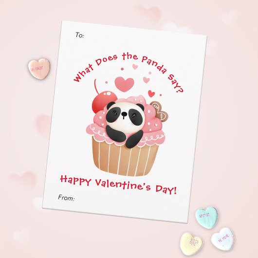 Cartes Pour Fêtes Annuelles Cute Panda dans Cupcake Custom Kids Saint-Valentin