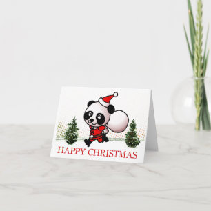 Cartes Pour Fêtes Annuelles Cute Panda Happy Christmas