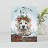 Cartes Pour Fêtes Annuelles Cute Peeking Great Pyrenees Rustique Portrait pour (Debout devant)