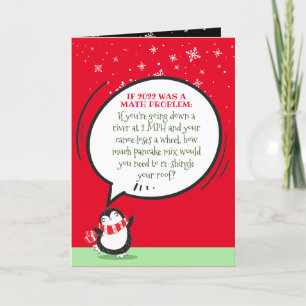 Cartes Pour Fêtes Annuelles Cute Penguin Funny 2020 Math Problem Quote on Red